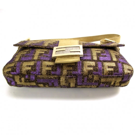 Fendi Canvas FF Baguette Gold/Purple 4 of 14