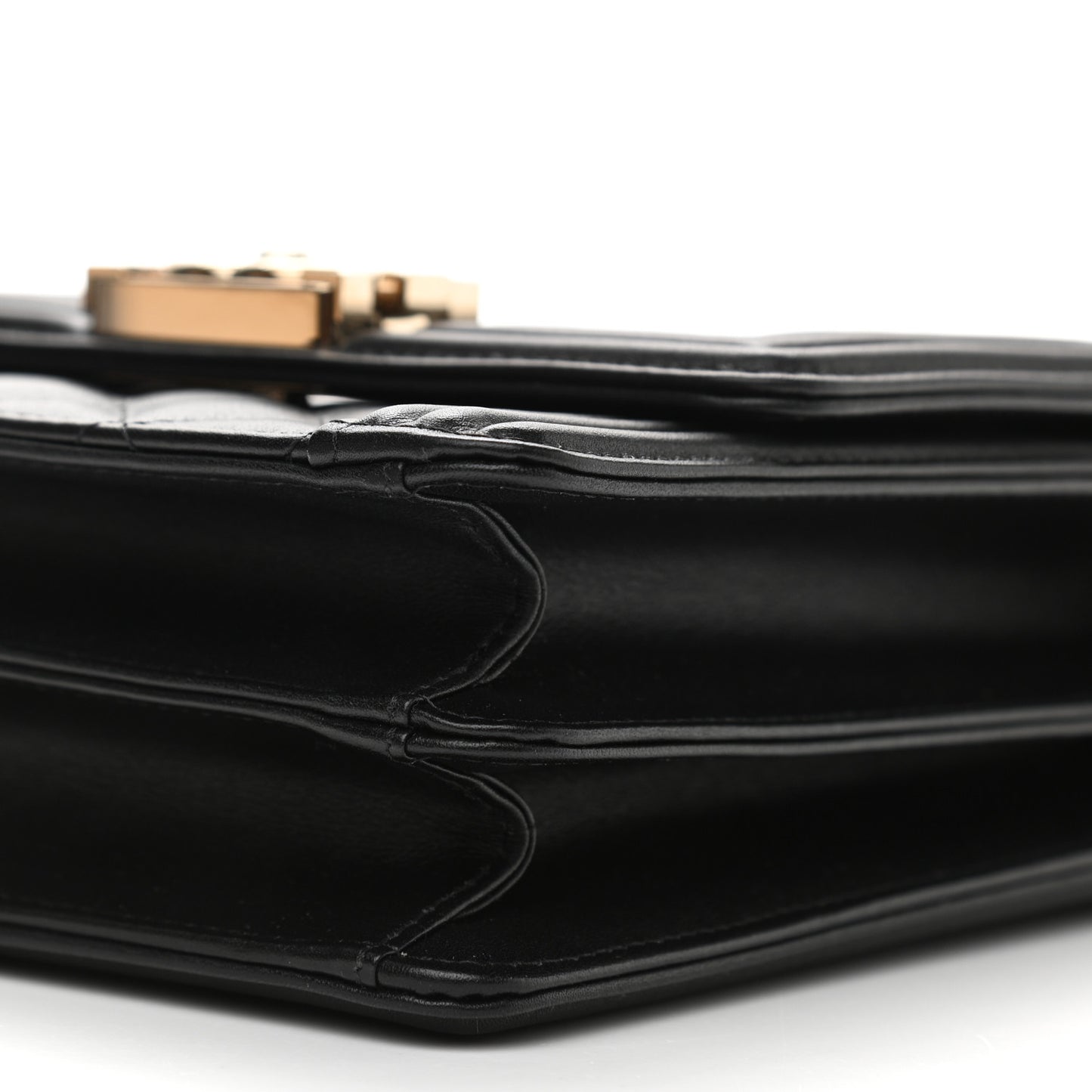 Calfskin Quilted North South Boy Flap Black