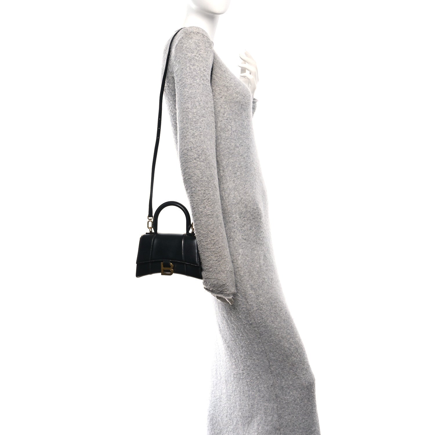 Balenciaga Shiny Box Calfskin Hourglass Top Handle Bag XS Black 2 of 10