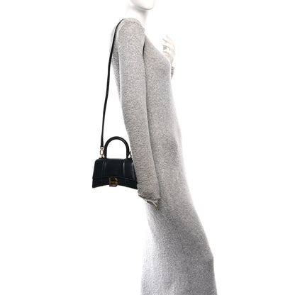 Balenciaga Shiny Box Calfskin Hourglass Top Handle Bag XS Black 2 of 10