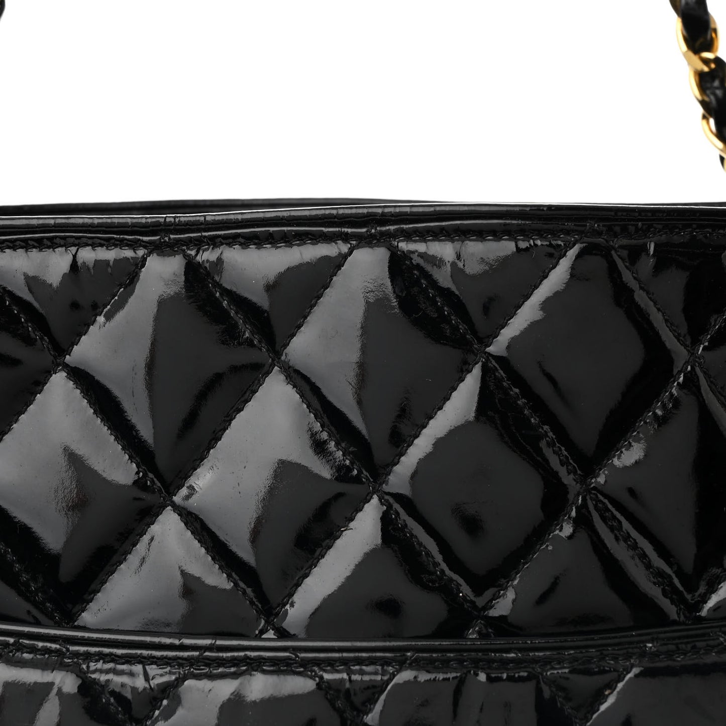 Patent Quilted Tote Black