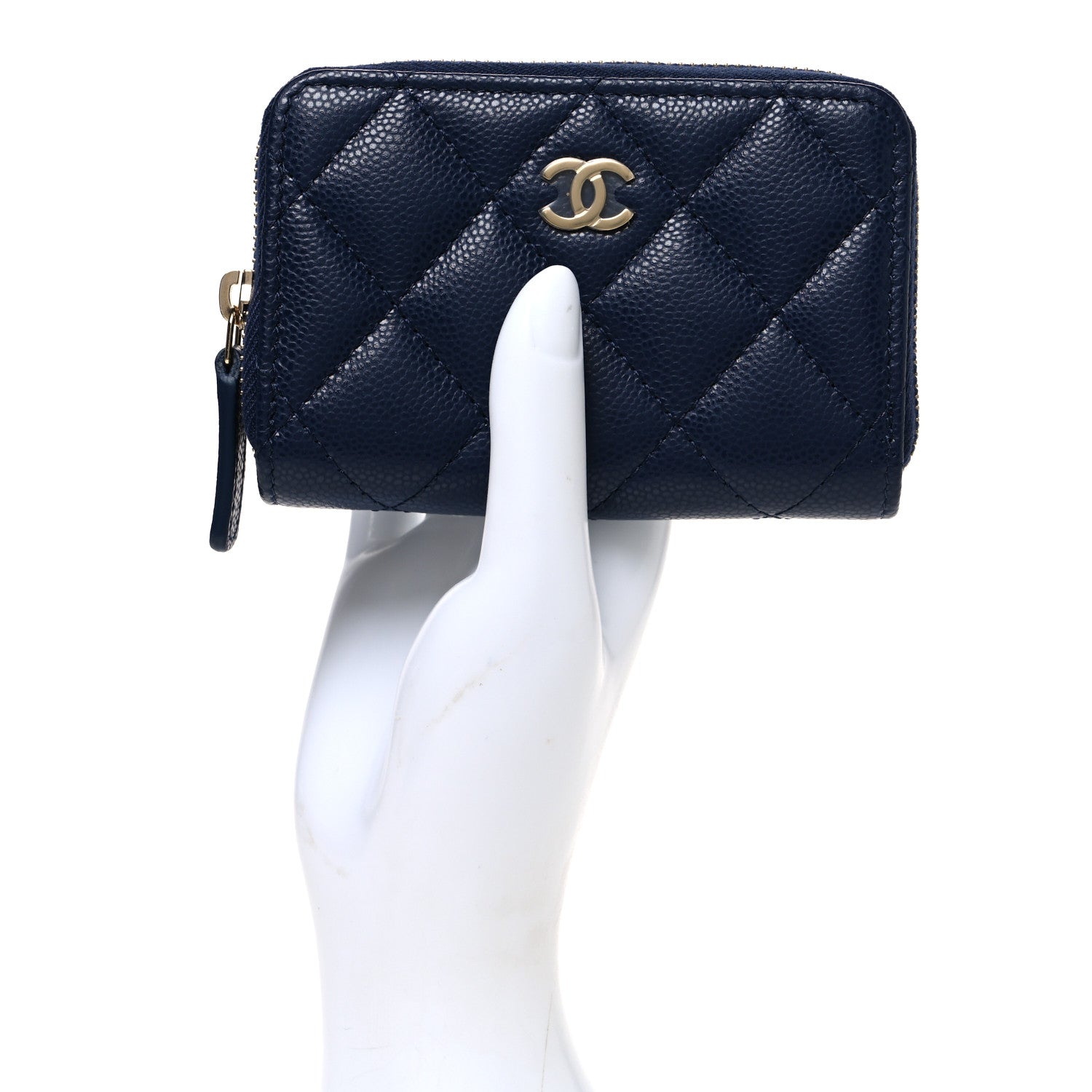 Chanel Caviar Quilted Zip Coin Purse Dark Navy 2 of 8