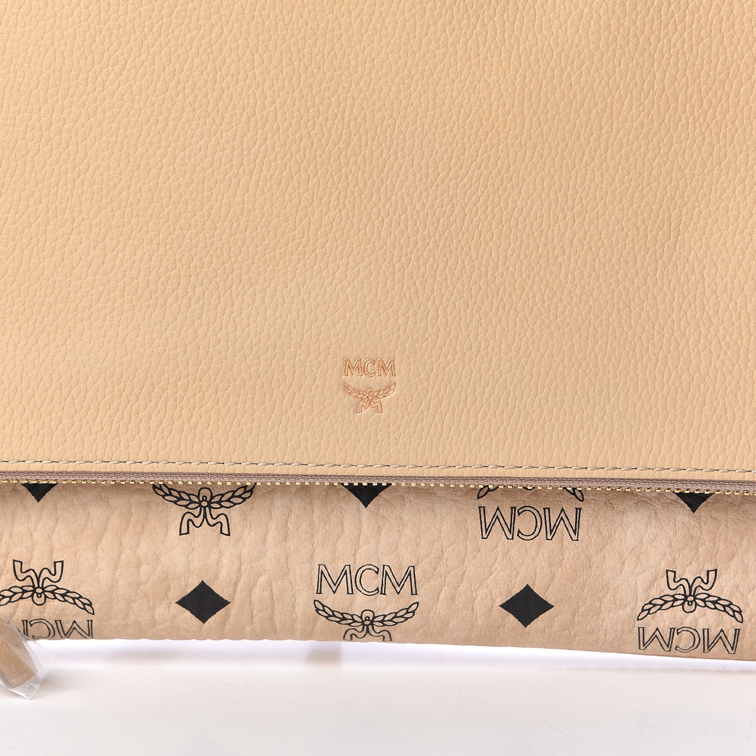 MCM Visetos Corina Foldover Crossbody Bag Latte Beige 10 of 10