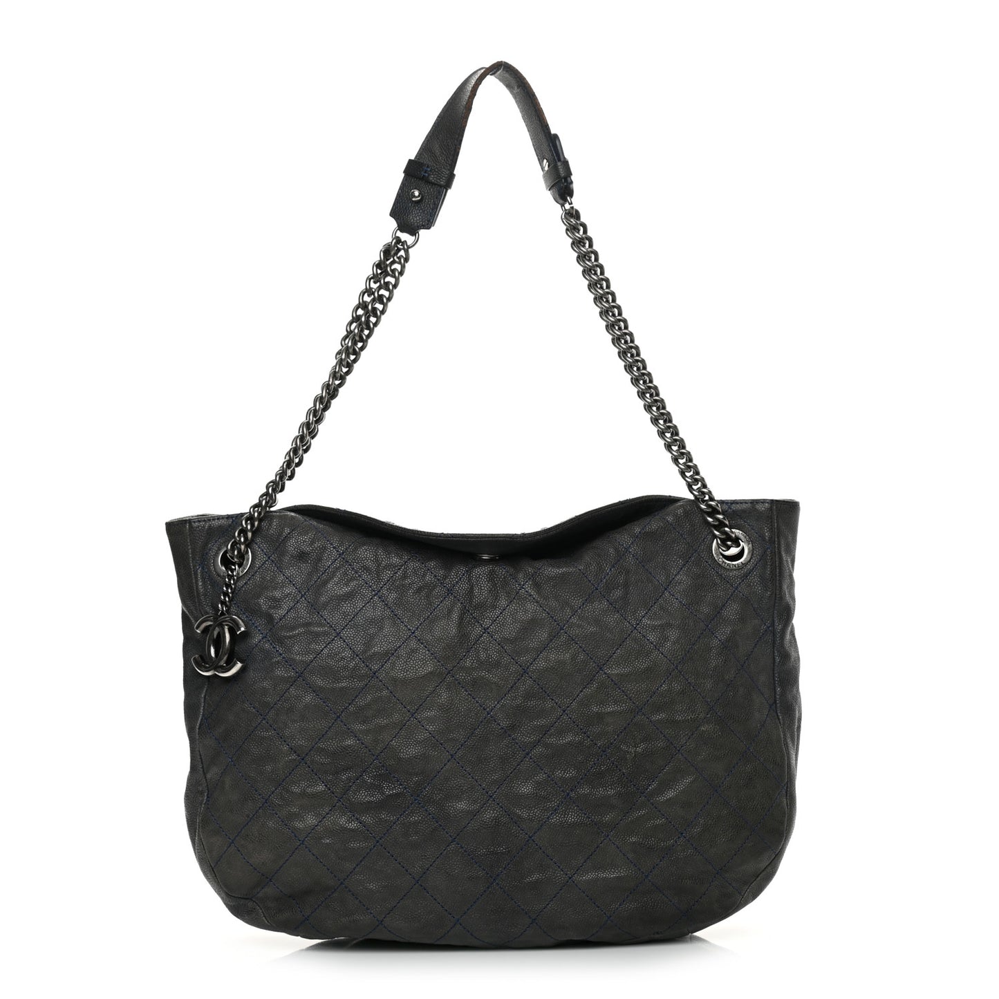 Caviar Quilted Simply CC Hobo Dark Blue