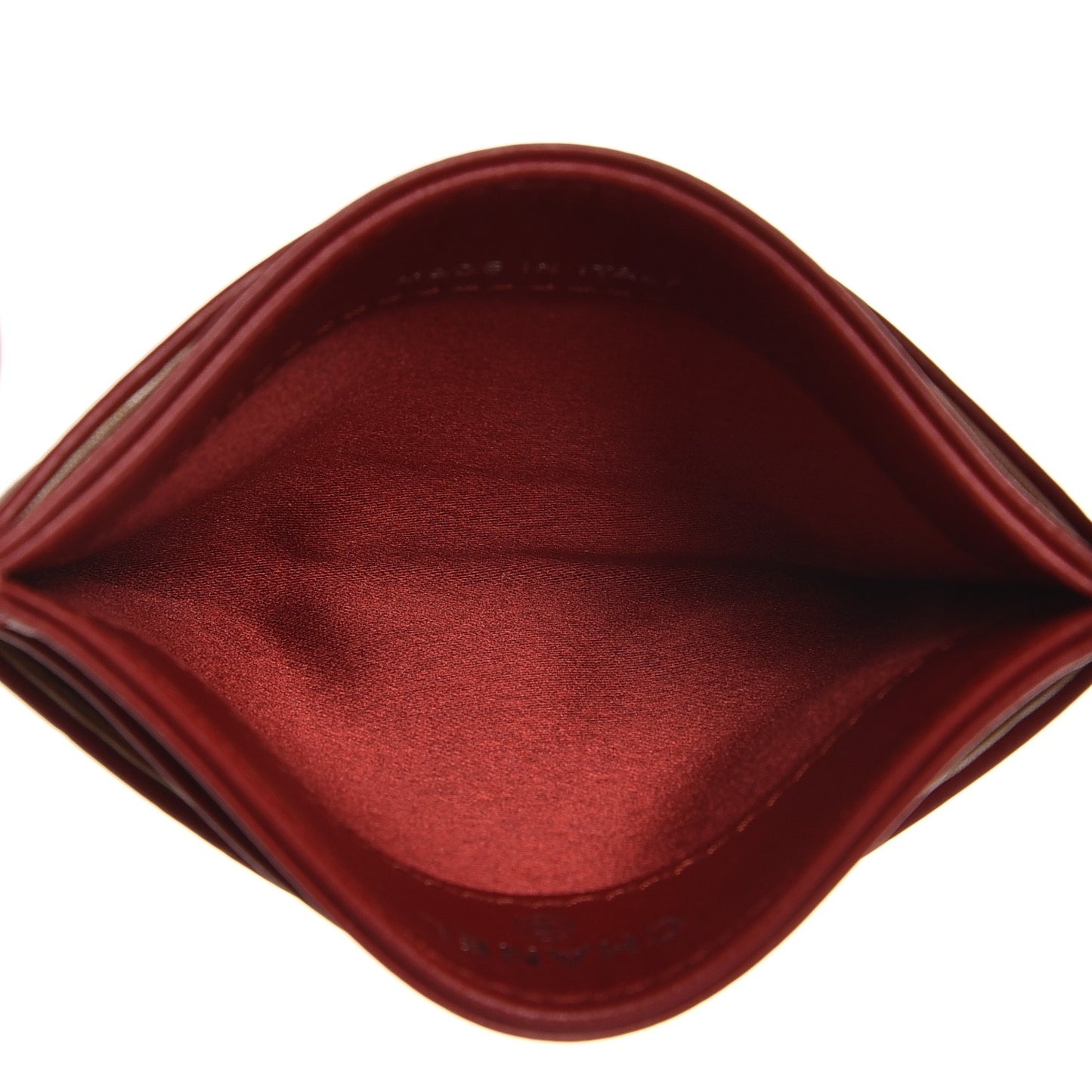 Lambskin Camellia Embossed Card Holder Red