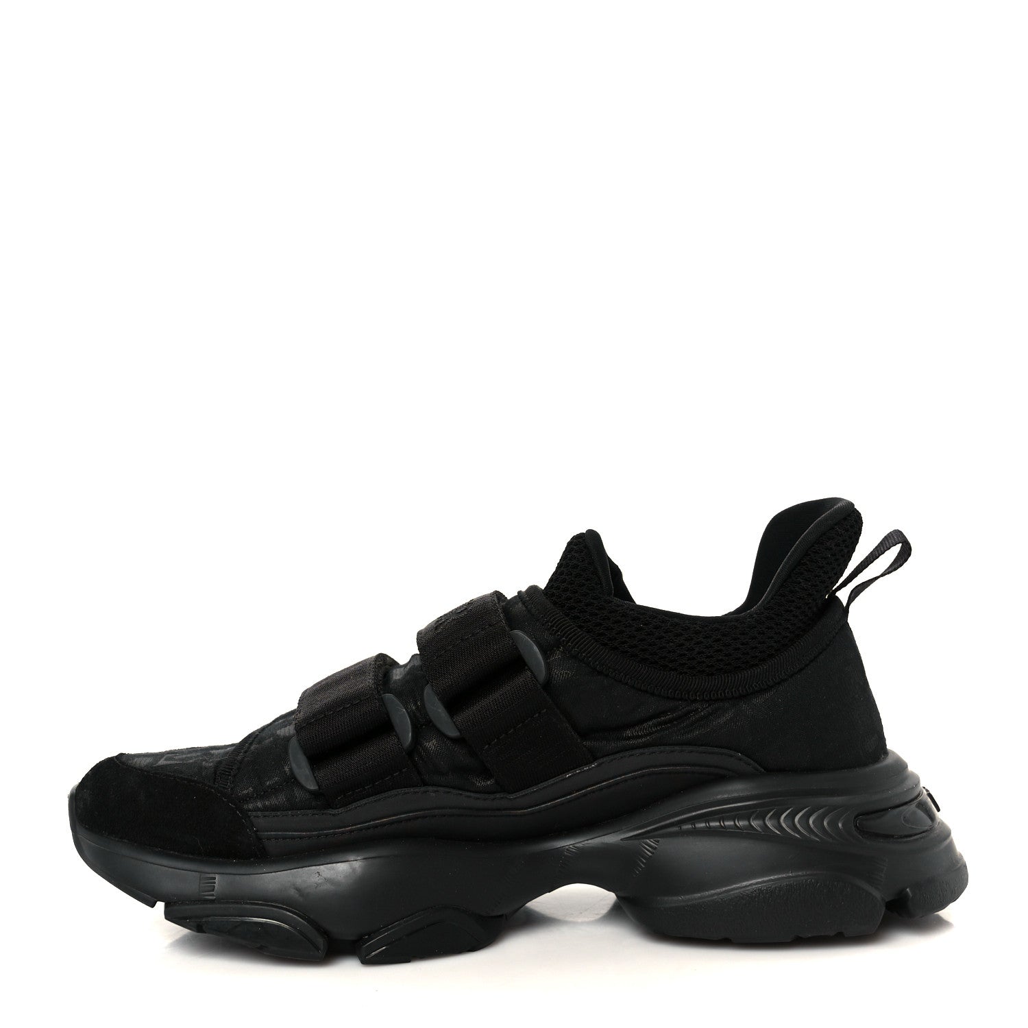 Christian Dior Shiny Oblique Technical Fabric Nylon Womens D-Wander Sneakers 35.5 Black 1 of 10