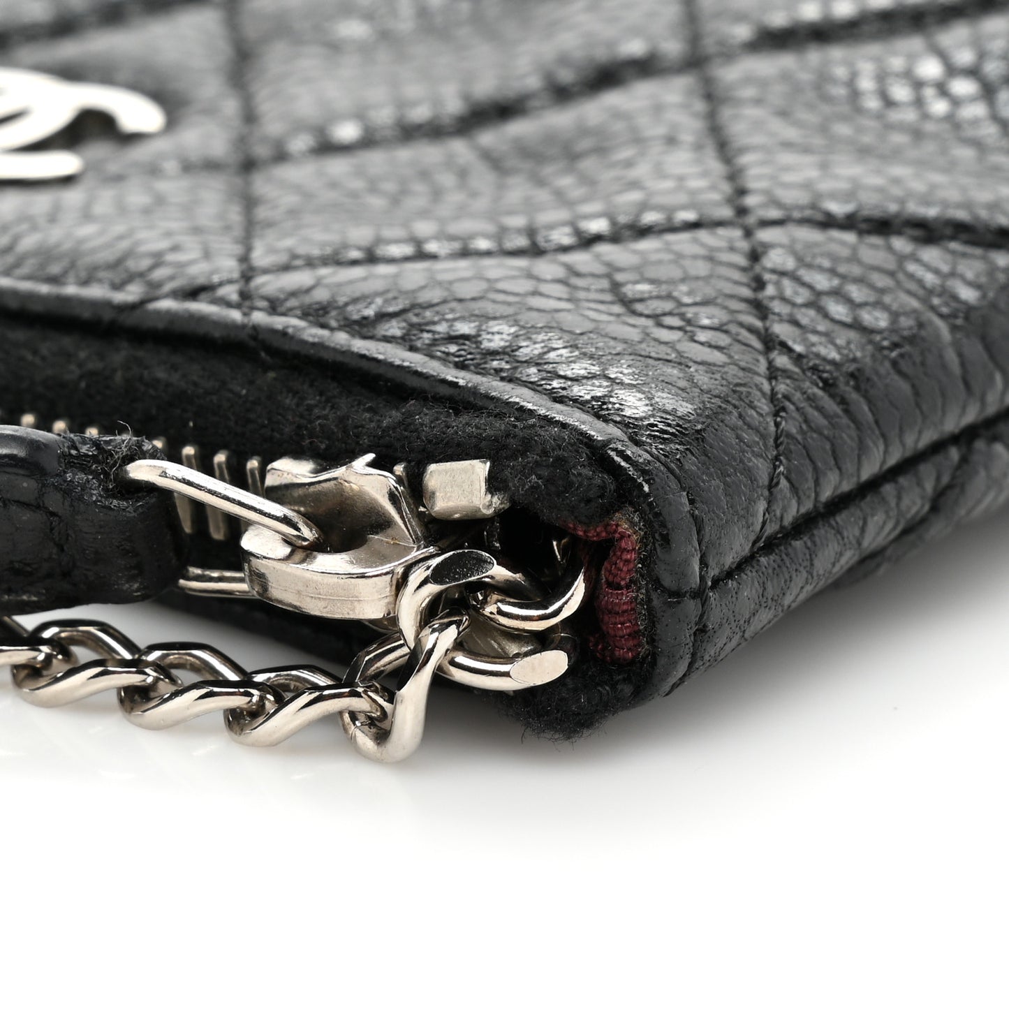 Calfskin Quilted Key Holder Case Black