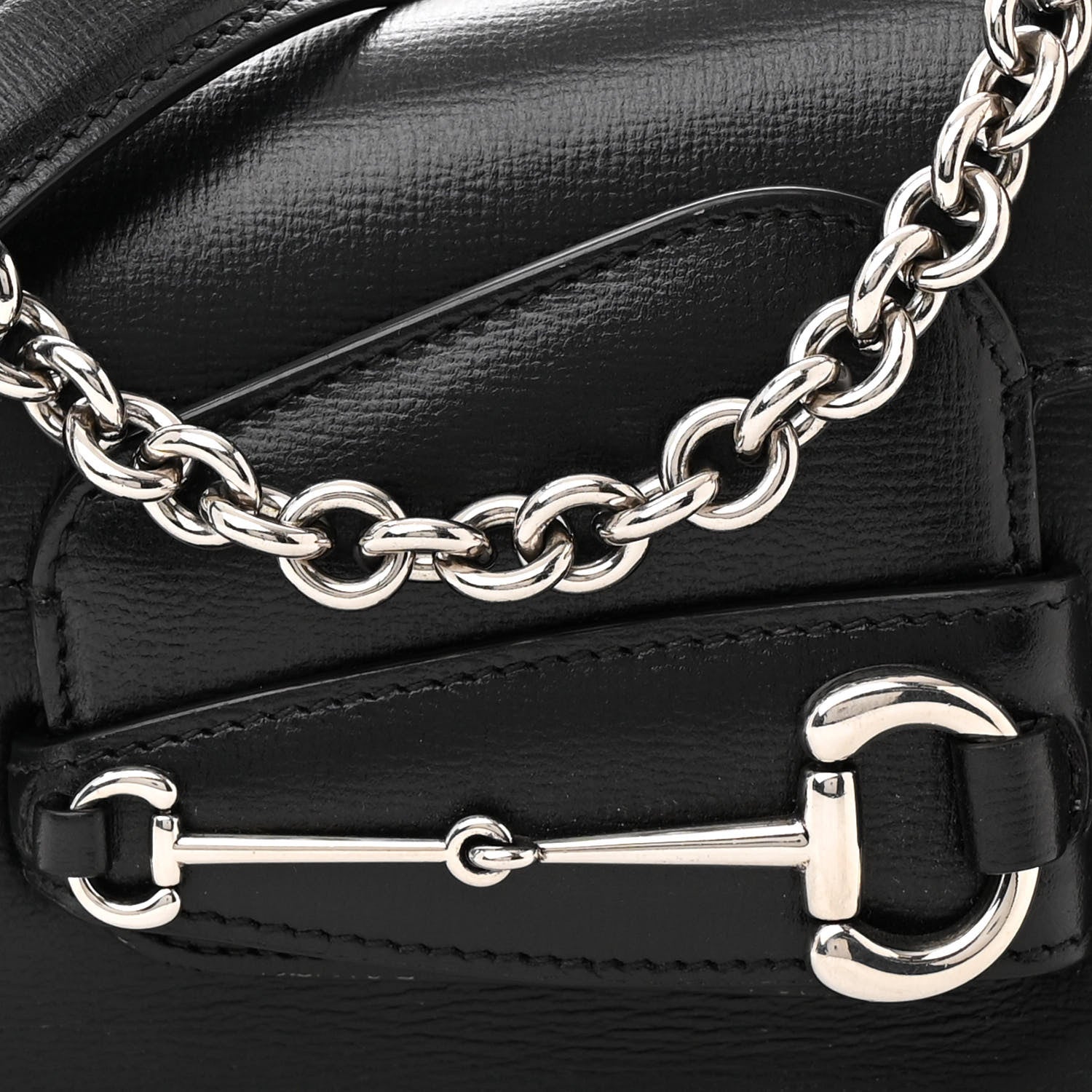 Gucci Calfskin Mini Horsebit 1955 Asymmetric Shoulder Bag Black 8 of 15