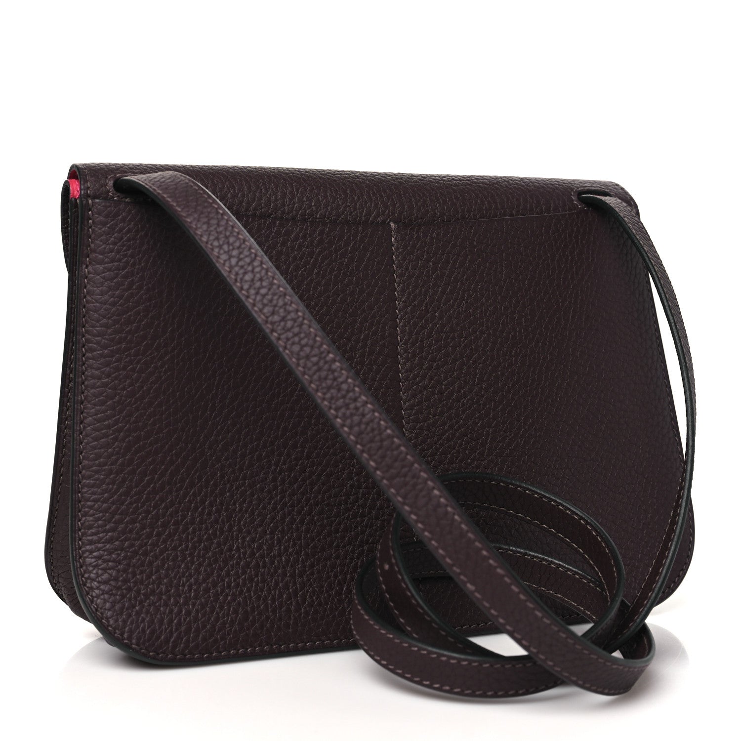 Hermes Taurillon Clemence Verso Halzan 25 Rouge Sellier Framboise