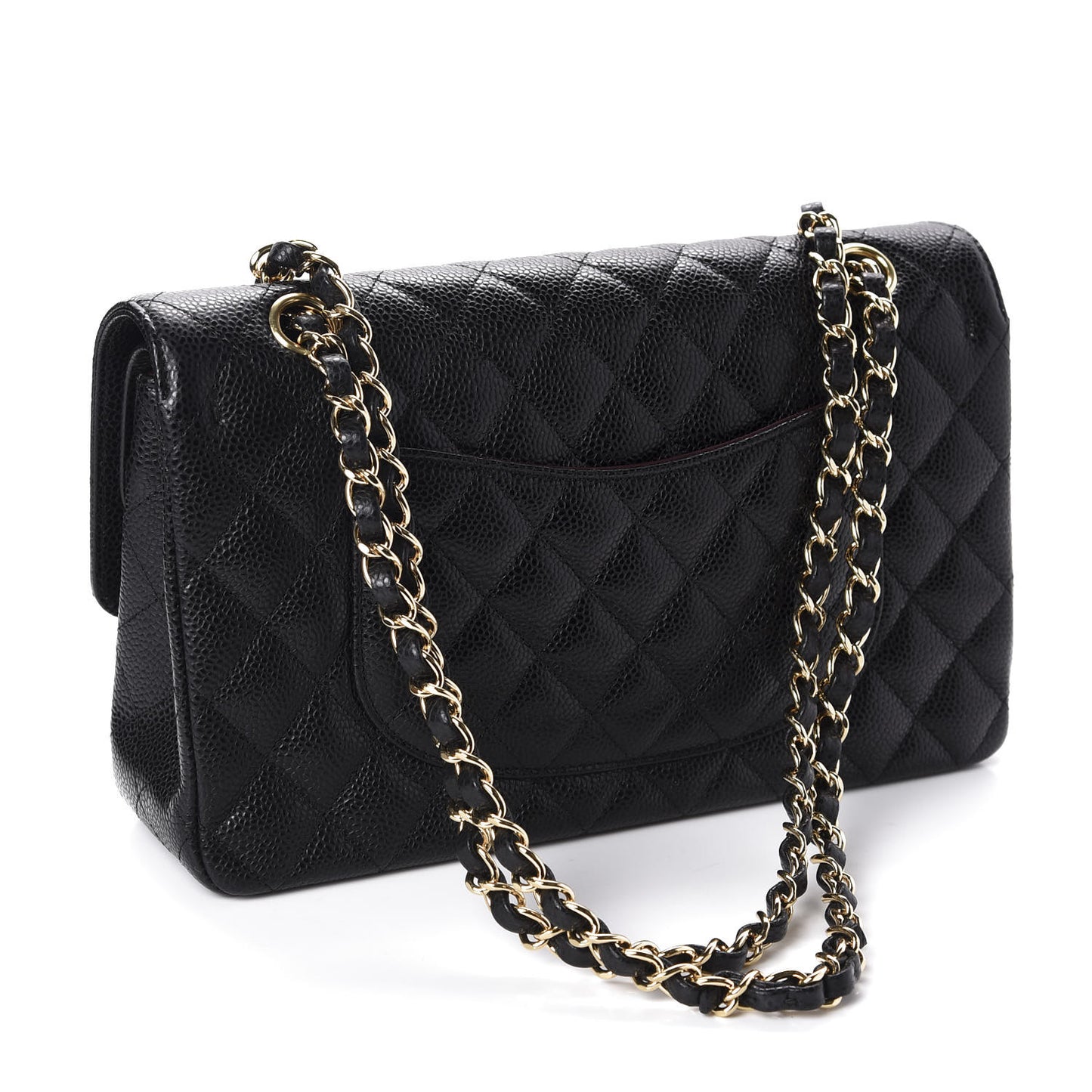 Caviar Quilted Medium Double Flap Black