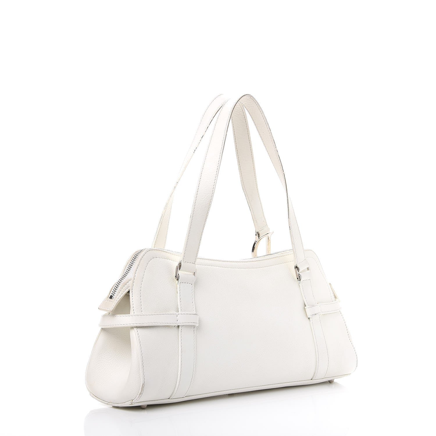 Christian Dior Calfskin Logo Charms Boston White 3 of 14