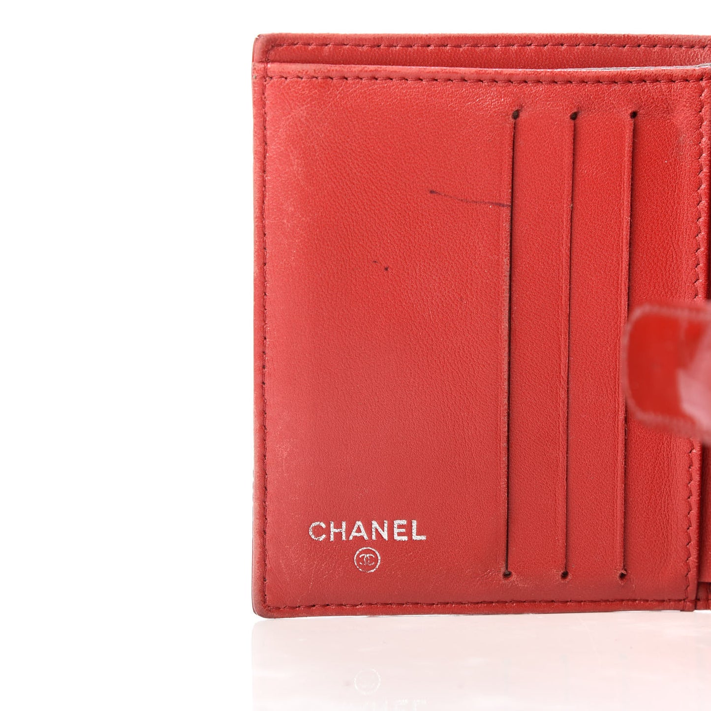 Patent Calfskin Lucky Symbols Compact French Flap Wallet Red