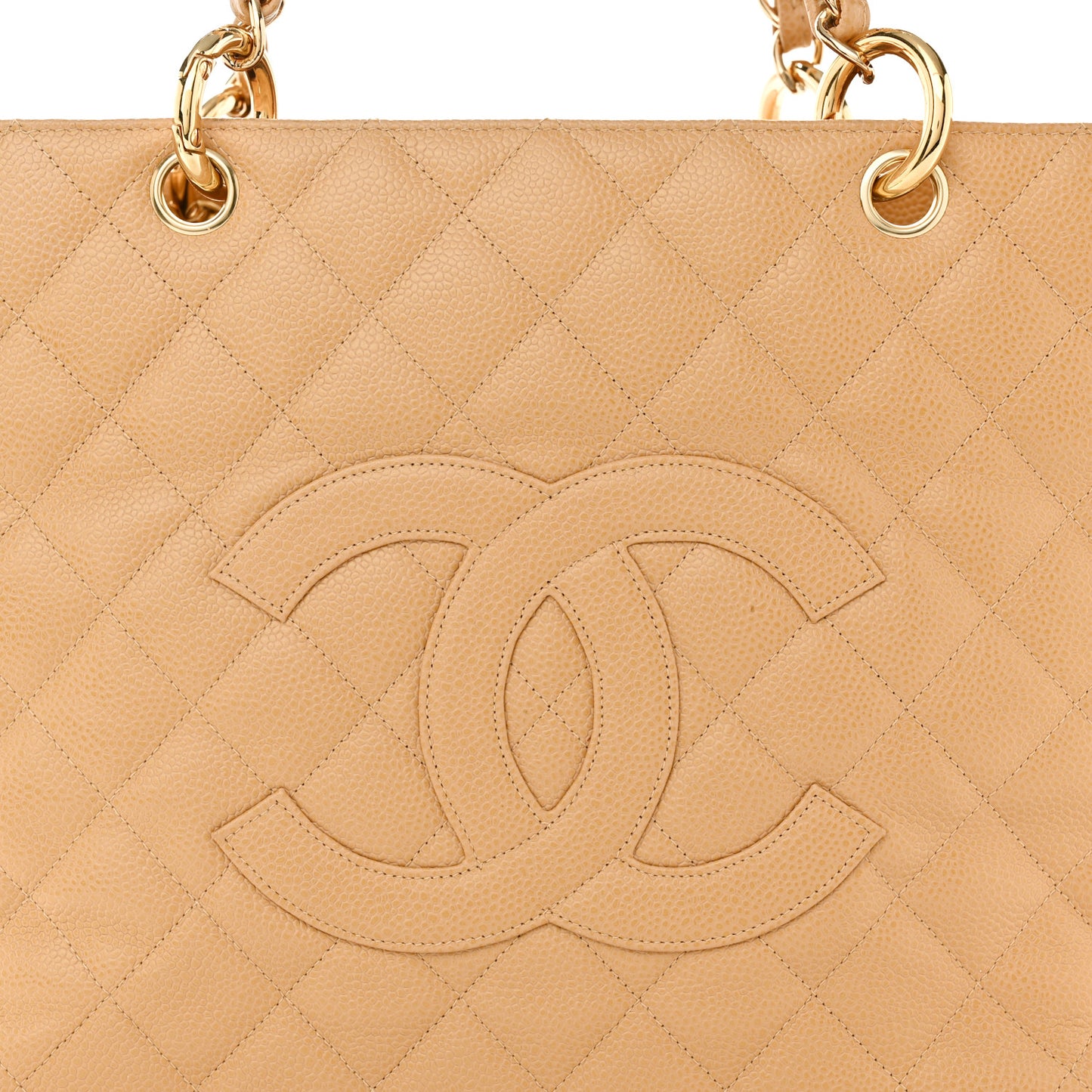 Caviar Quilted Grand Shopping Tote GST Beige