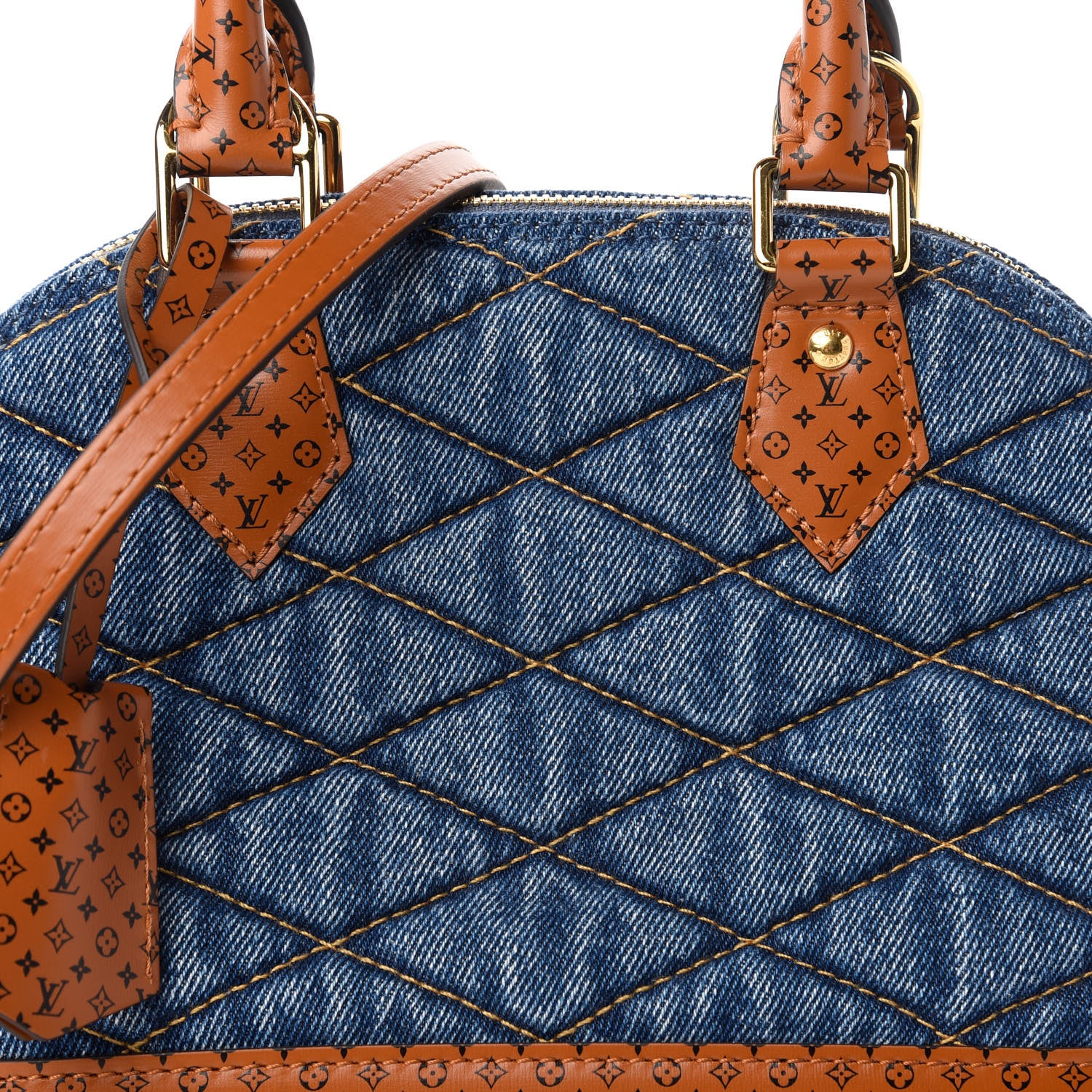 Louis Vuitton Denim Calfskin Reverse Monogram Malletage Alma BB Blue 10 of 10