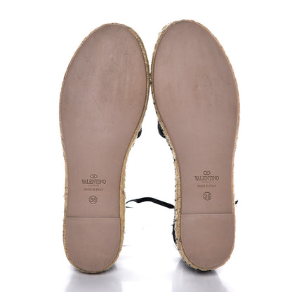 Valentino Garavani Lace Ankle Tie Espadrille Flats 36 Black 5 of 9