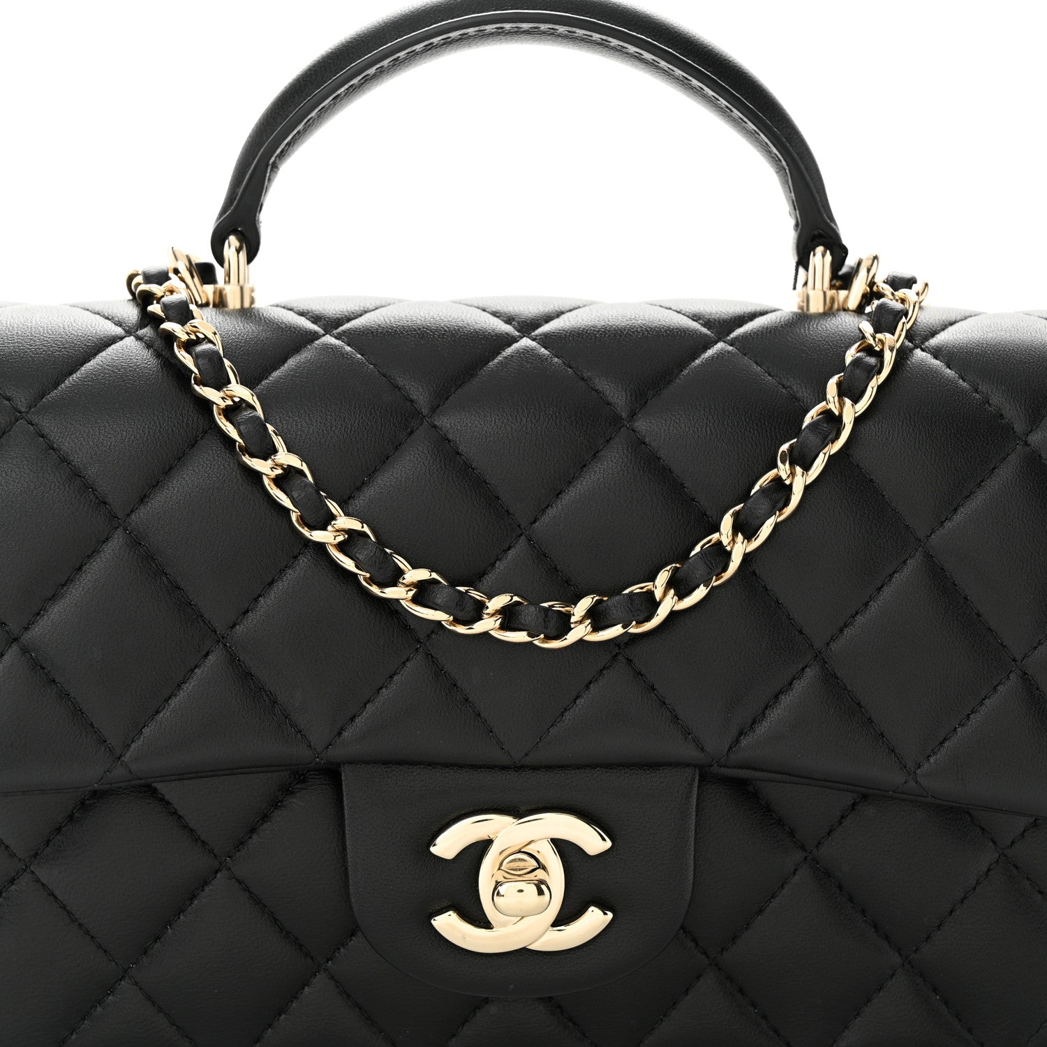 Chanel Lambskin Quilted Mini Top Handle Rectangular Flap Black 8 of 13