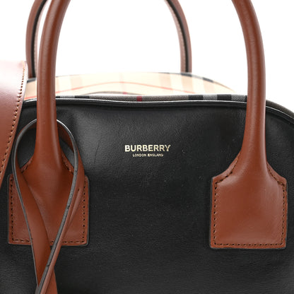 Burberry Smooth Calfskin House Check Medium Cube Bowling Bag Archive Beige 7 of 9