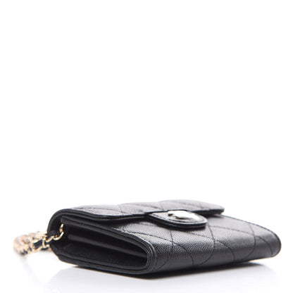 Chanel Caviar Quilted Flap Card Holder On Chain Black 4 of 6