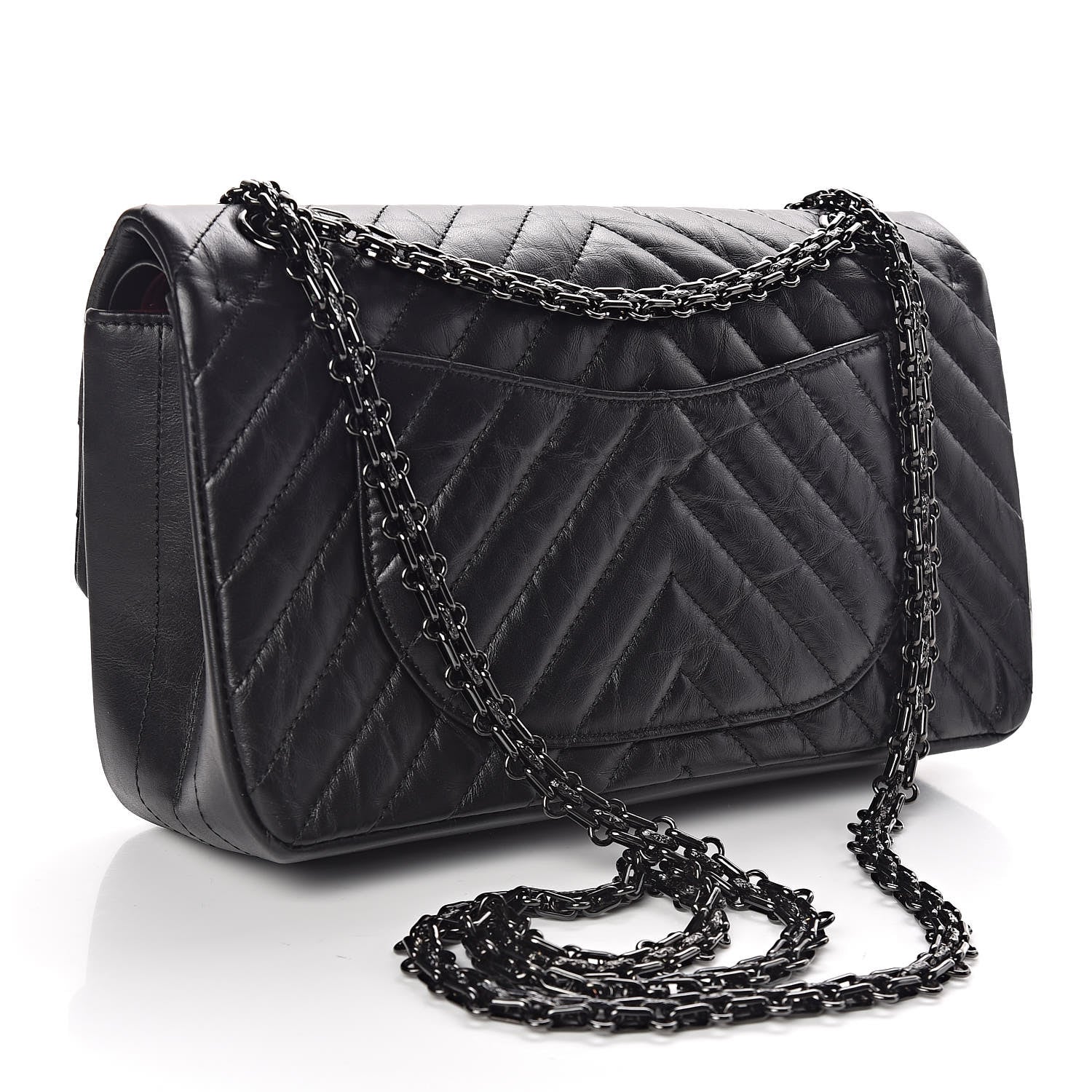 Chanel Aged Calfskin Chevron Quilted 2.55 Reissue 225 Flap So Black 3 of 11
