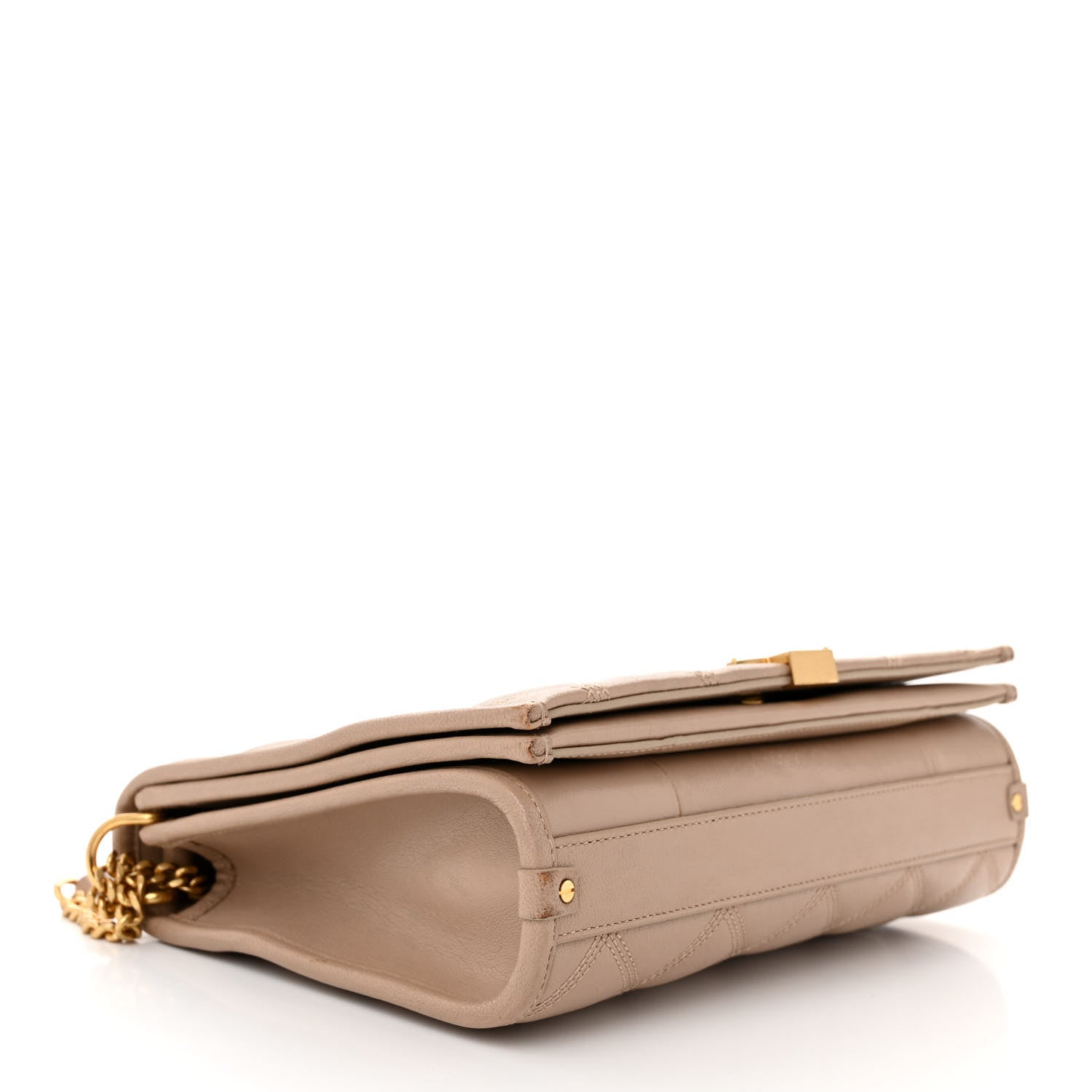 Saint Laurent Lambskin Quilted Mini Becky Chain Bag Gold Sand 4 of 13