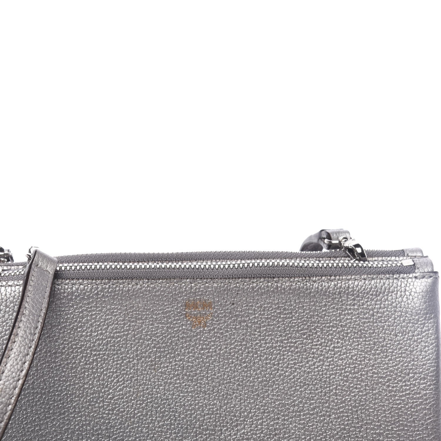 MCM Grained Calfskin Milla Double Crossbody Bag Spike Silver 11 of 11