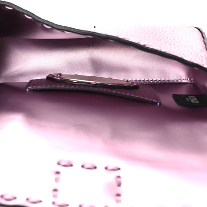 Fendi Metallic Cuoio Roma Sellerissima Nappa Sintetica Tape Stitch Mini Baguette Rosa Placca Argento 5 of 10