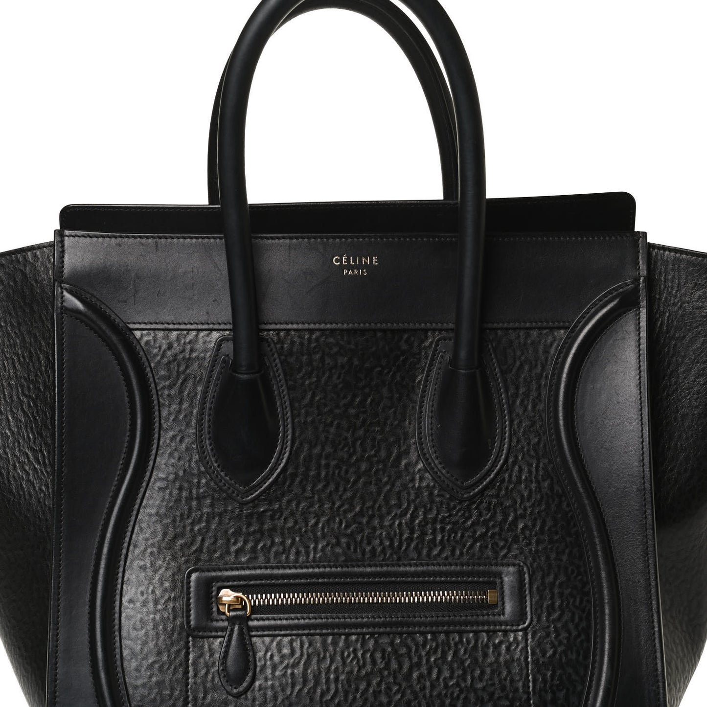 Calfskin Astrakhan Embossed Mini Luggage Black