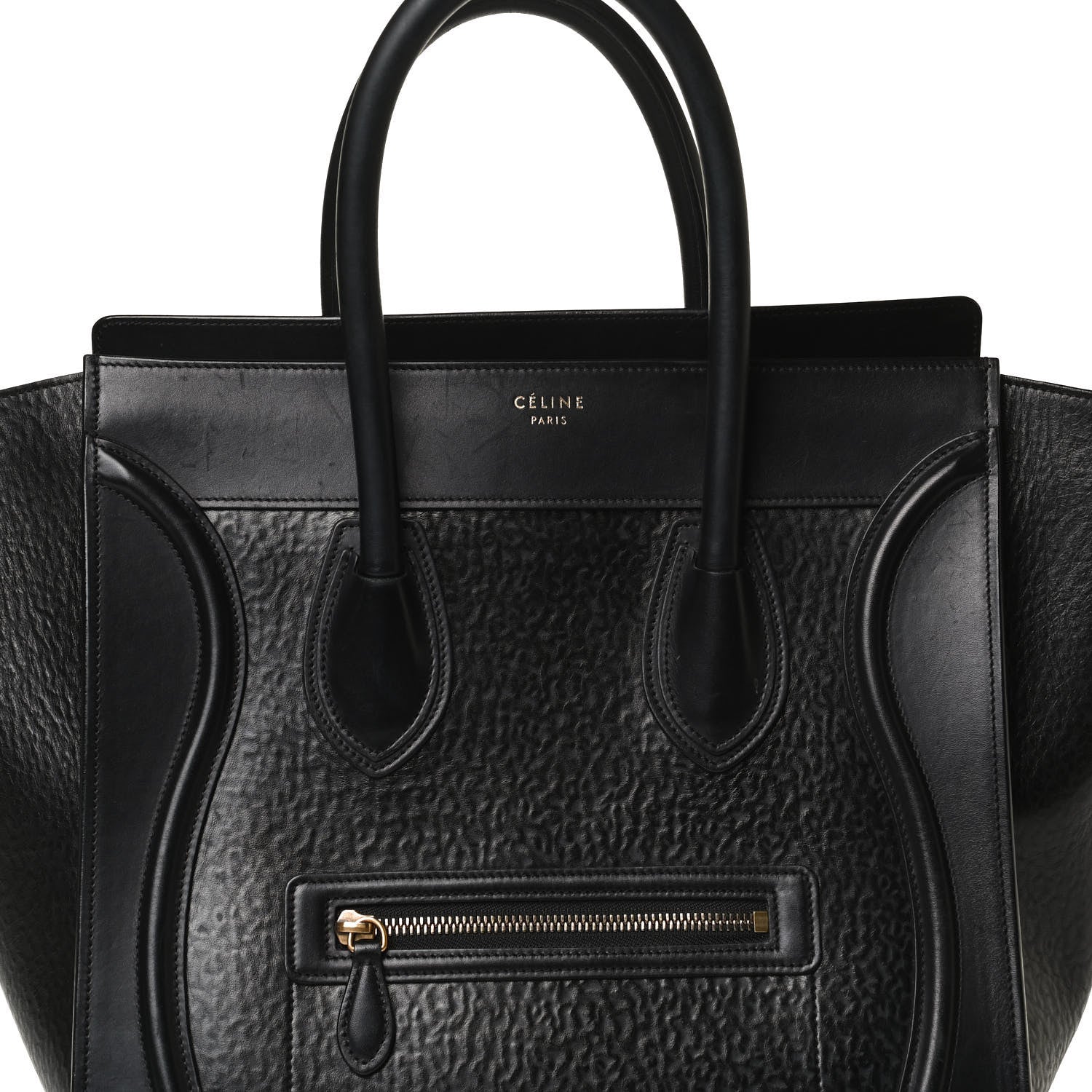 Celine Calfskin Astrakhan Embossed Mini Luggage Black 7 of 22