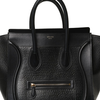 Celine Calfskin Astrakhan Embossed Mini Luggage Black 7 of 22