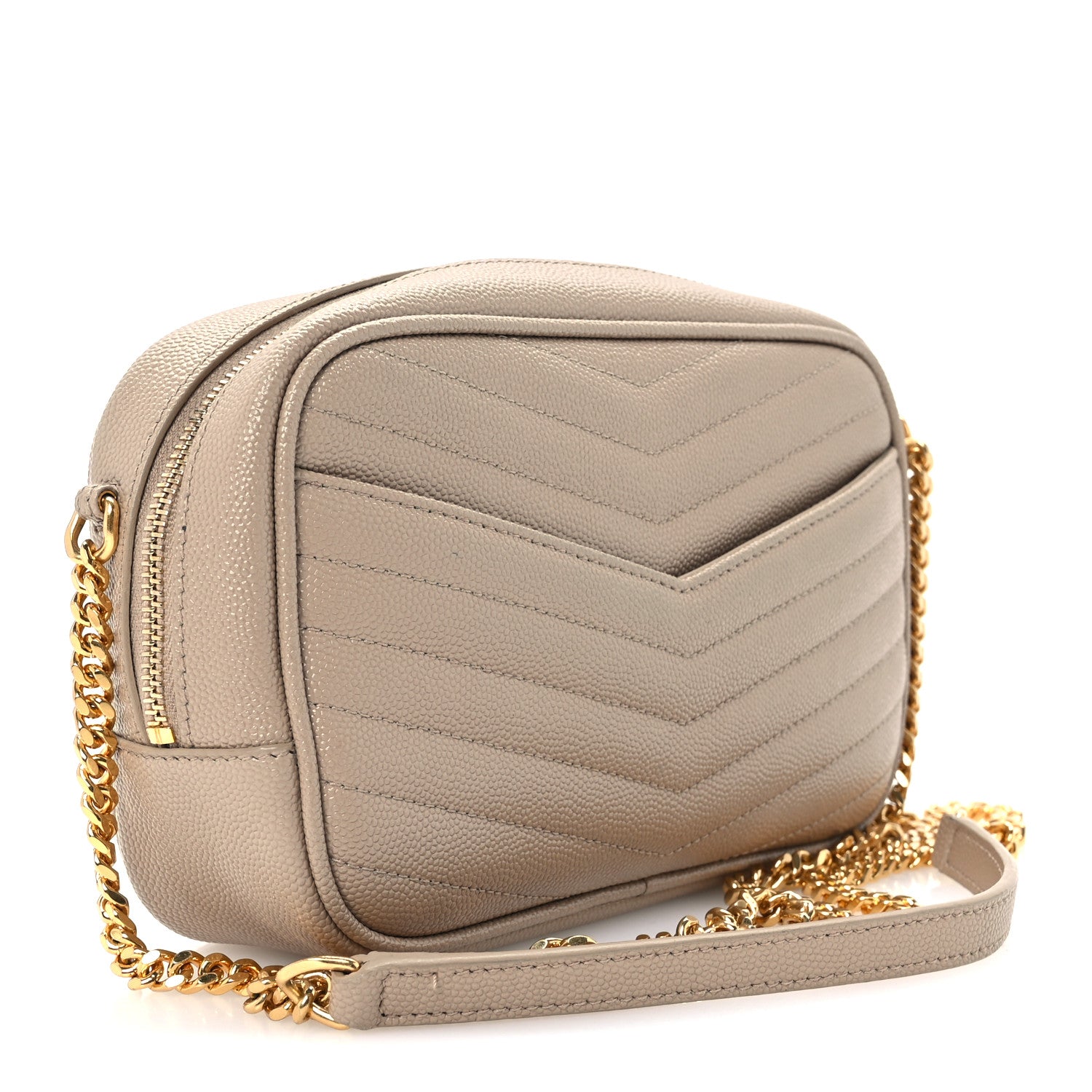 Saint Laurent Grain De Poudre Matelasse Monogram Mini Lou Camera Bag Dark Beige 3 of 11
