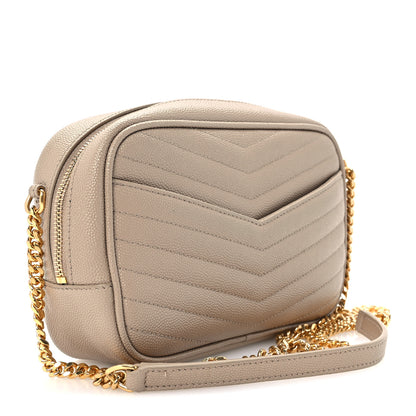 Saint Laurent Grain De Poudre Matelasse Monogram Mini Lou Camera Bag Dark Beige 3 of 11
