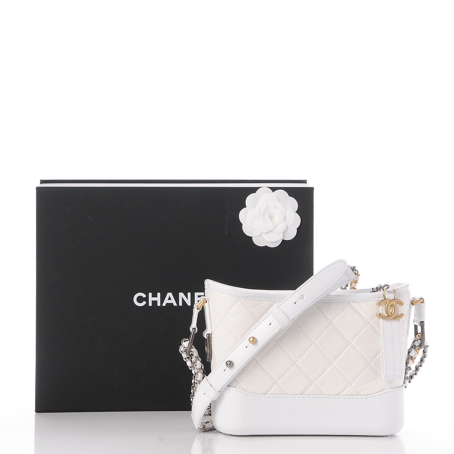 Chanel Aged Calfskin Quilted Small Gabrielle Hobo White 9 of 9