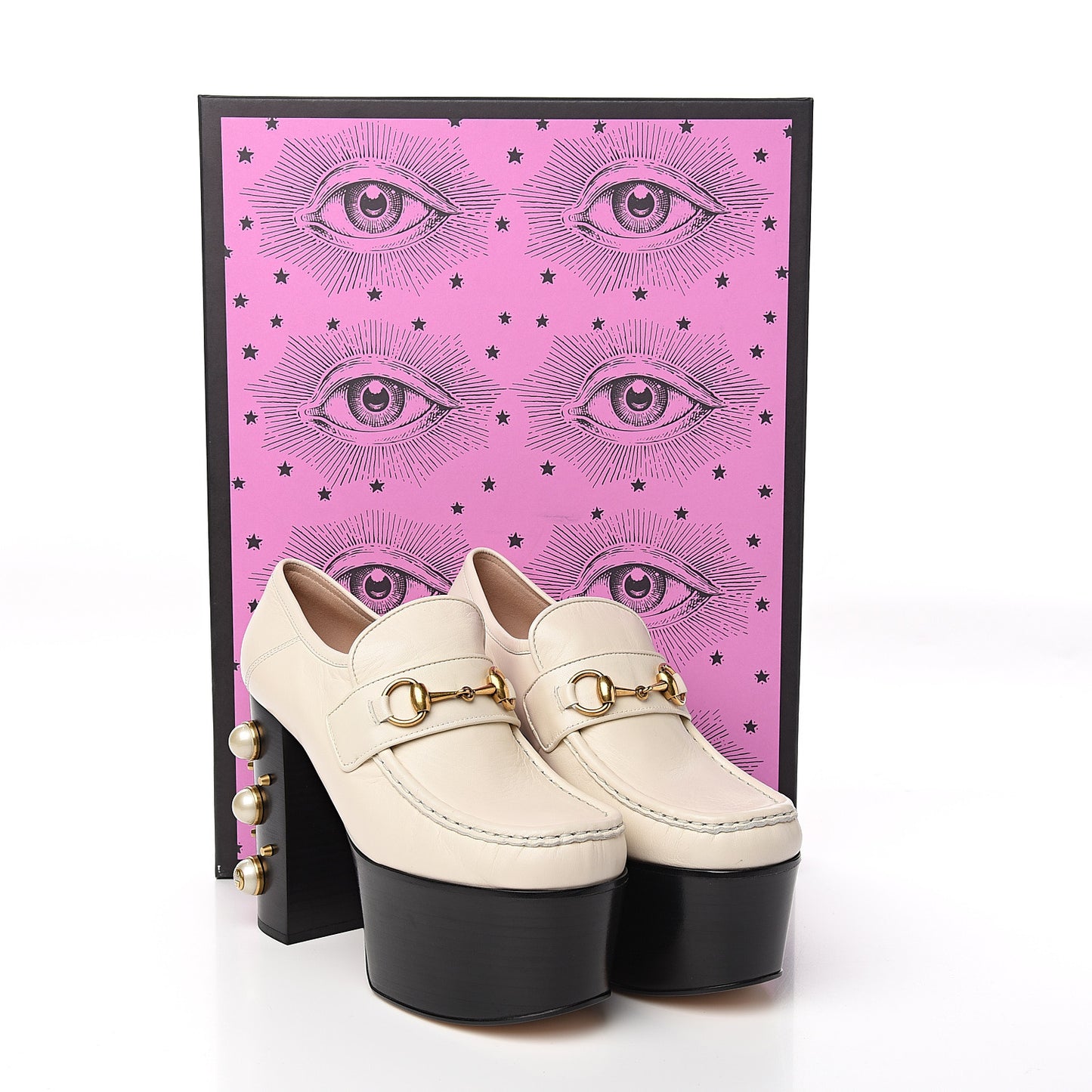 Malaga Kid Pearl Studded Vegas Platform Loafers 38.5 Mystic White