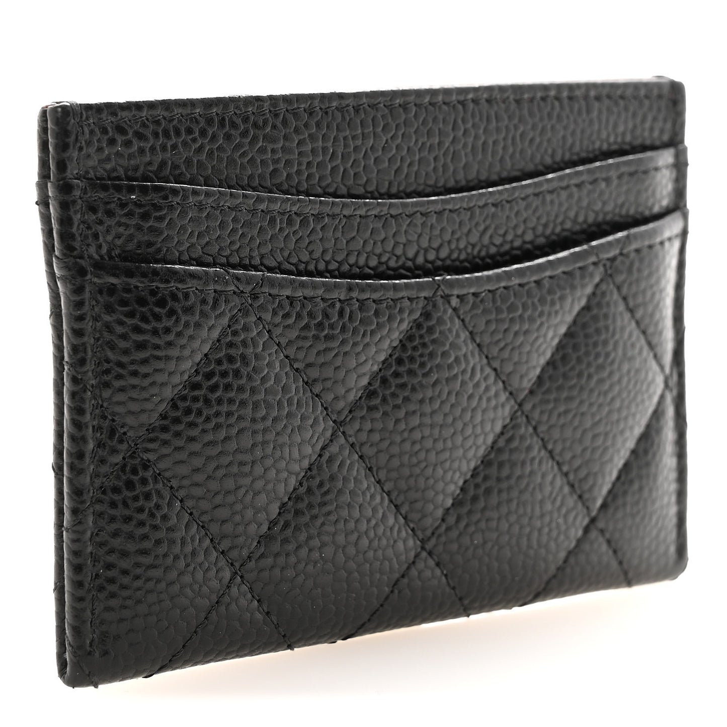 Caviar Quilted Card Holder Black