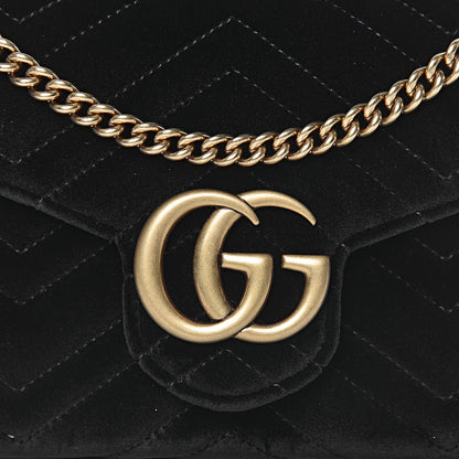 Gucci Velvet Matelasse GG Marmont Chain Wallet Black 8 of 11