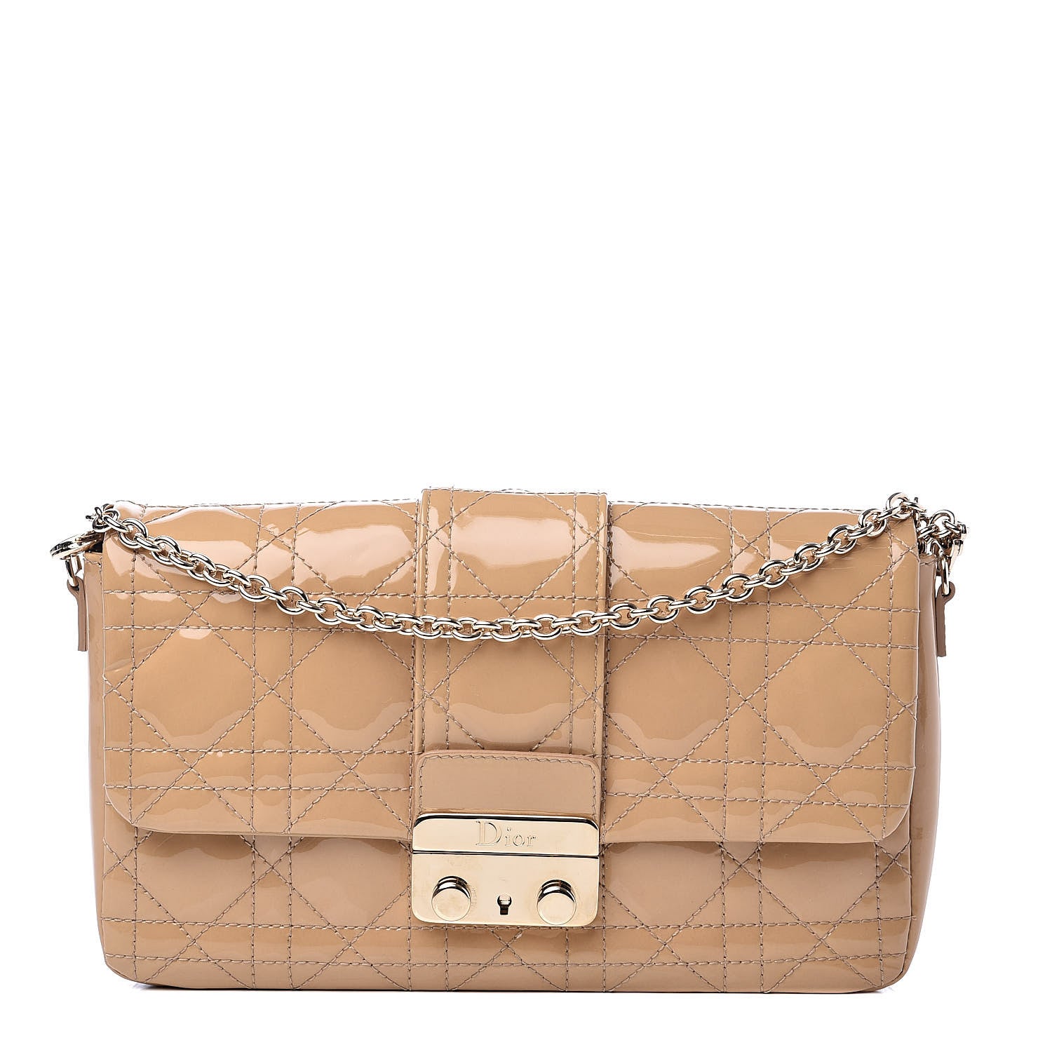 Christian Dior Patent Cannage New Lock Pouch Beige 1 of 11