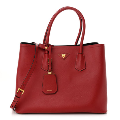 Prada Saffiano Cuir Medium Double Bag Fuoco Black 1 of 16