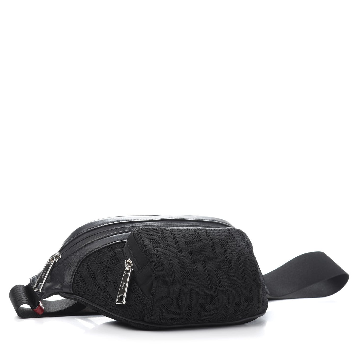 Neoprene Mesh Vitello Grace FF Pocket Belt Bag Black