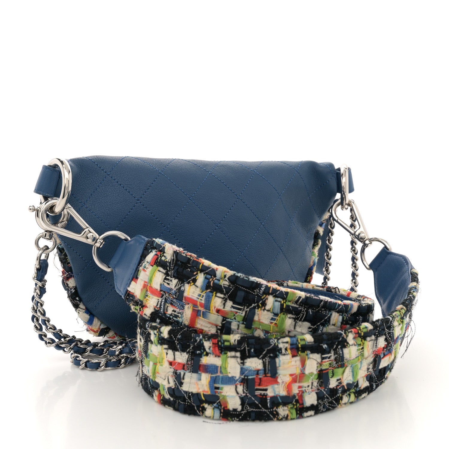 Chanel Lambskin Tweed Waist Bag Blue Multicolor 3 of 12