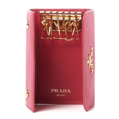 Prada Vitello Move Metal 6 Key Holder Peonia 6 of 9