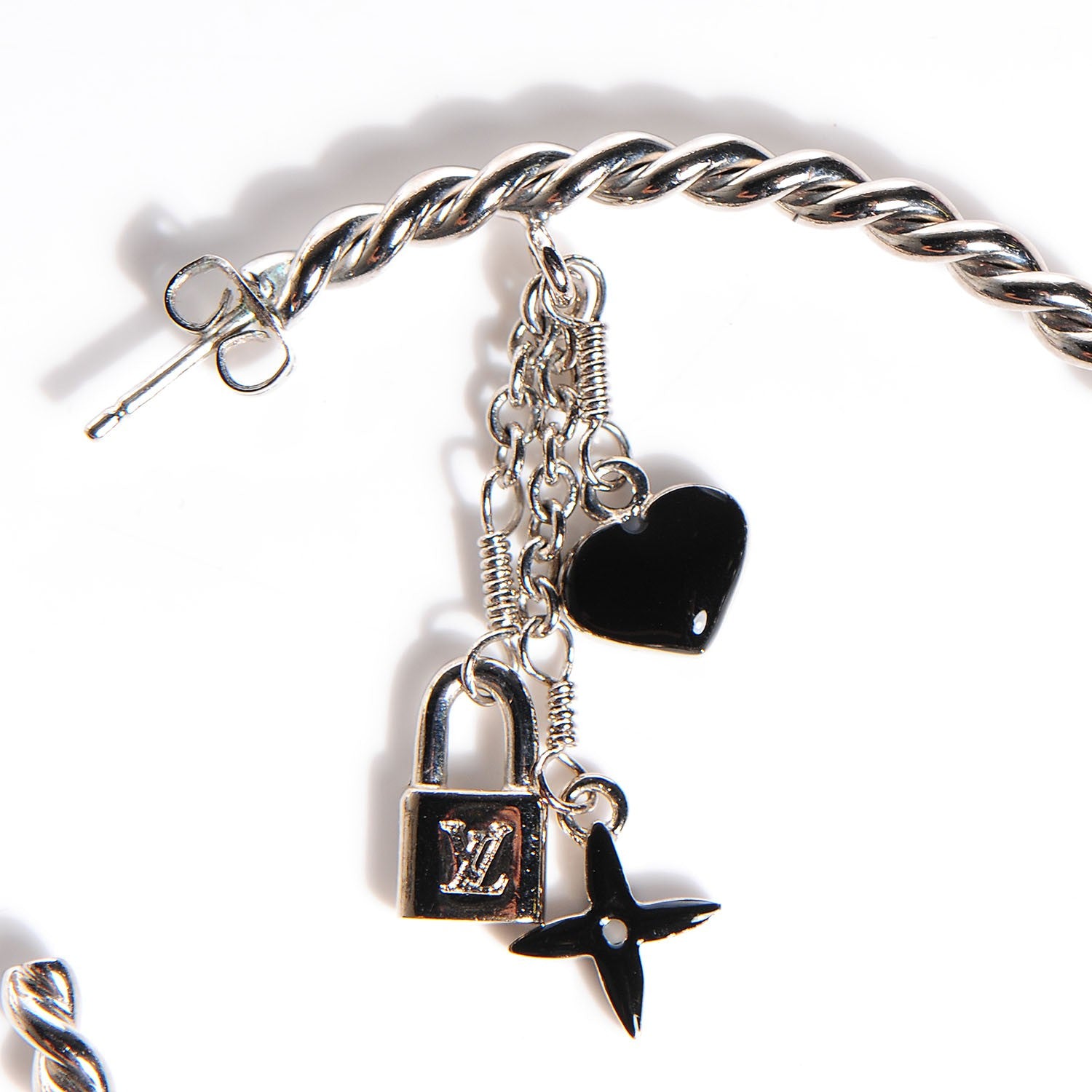 Louis Vuitton Sweet Monogram Creole Hoop Earrings Silver 4 of 5