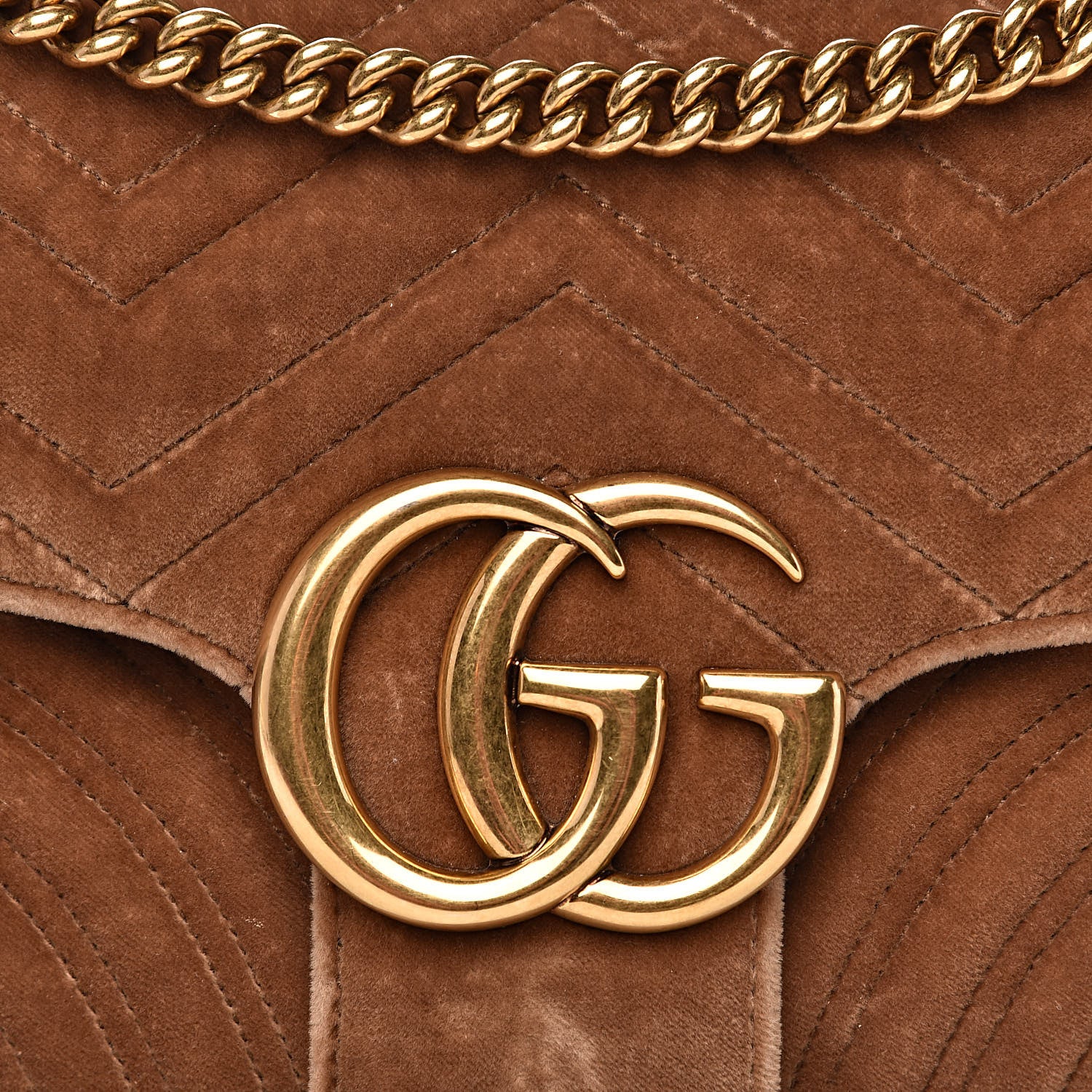 Gucci Velvet Matelasse Medium GG Marmont Shoulder Bag Taupe 8 of 17