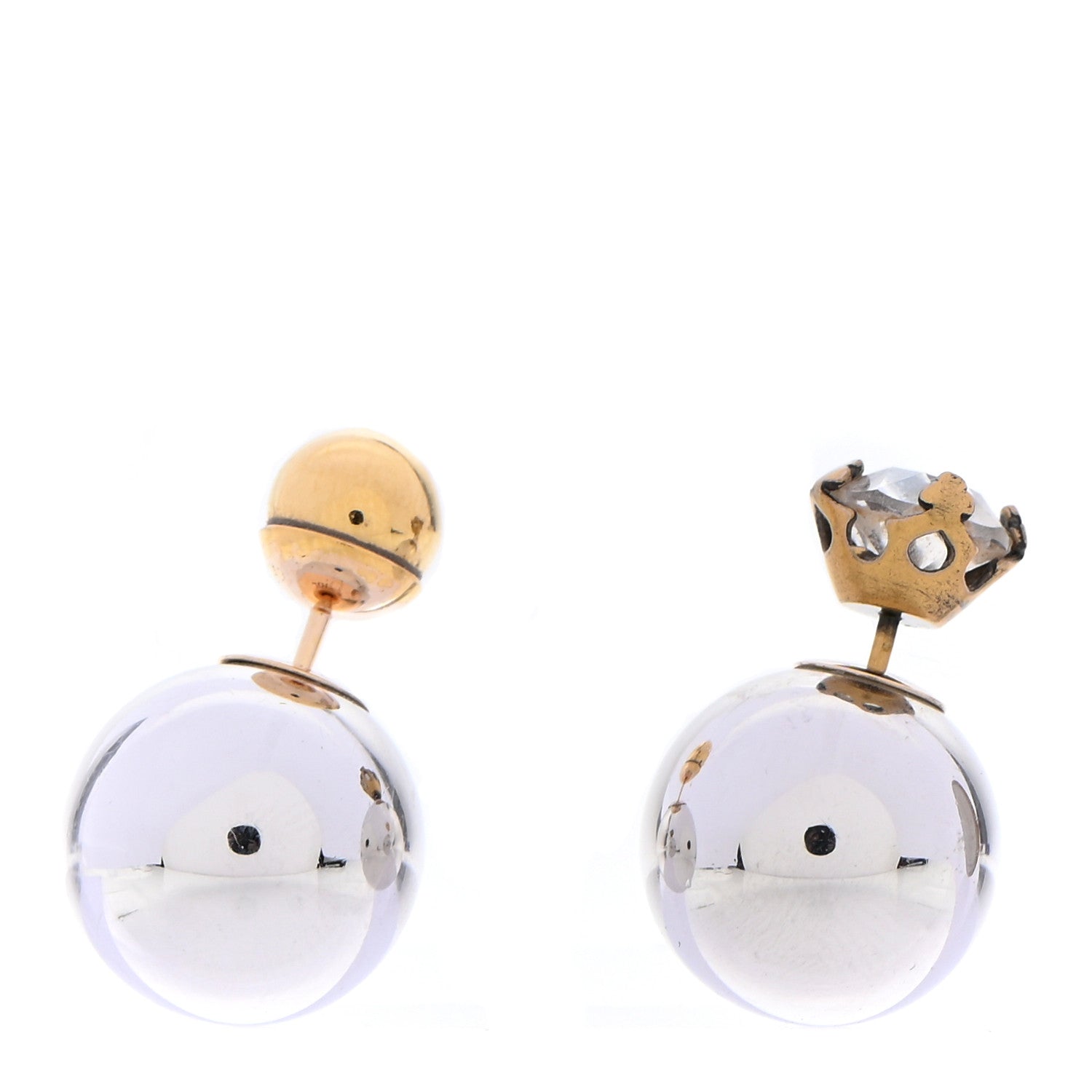 Christian Dior Crystal Mise En Dior Tribal Earrings Gold Silver 1 of 5