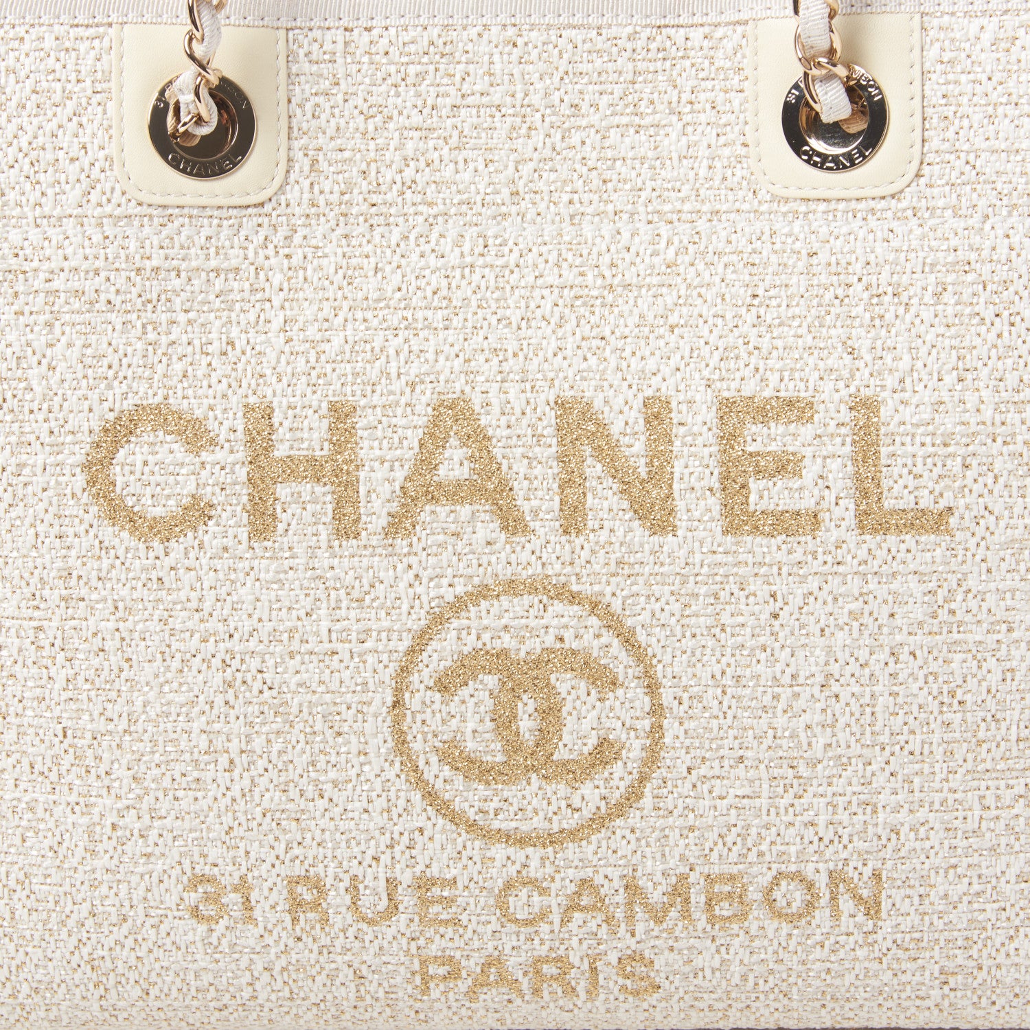 Chanel Lurex Boucle Small Deauville Tote White 9 of 10