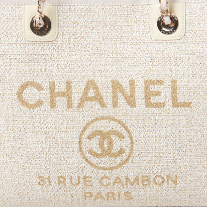 Chanel Lurex Boucle Small Deauville Tote White 9 of 10