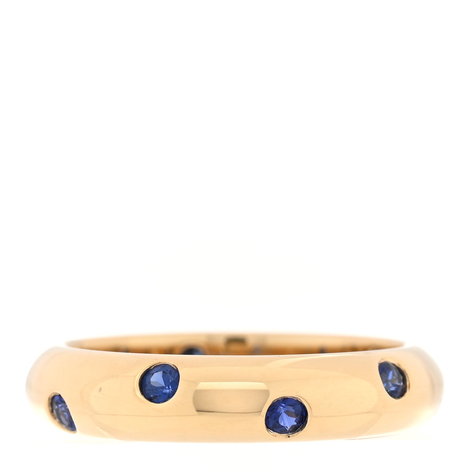 Tiffany 18K Yellow Gold Blue Sapphire 4mm Etoile Band Ring 52 6 1 of 5