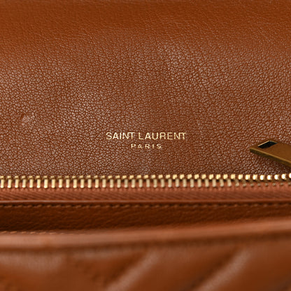 Saint Laurent Sheepskin Matelasse Chevron Monogram Medium College Bag Brick 6 of 10