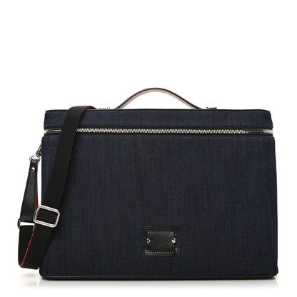 Christian Louboutin Denim Calfskin Kypipouch Top Handle Messenger Bag Blue Black 1 of 8