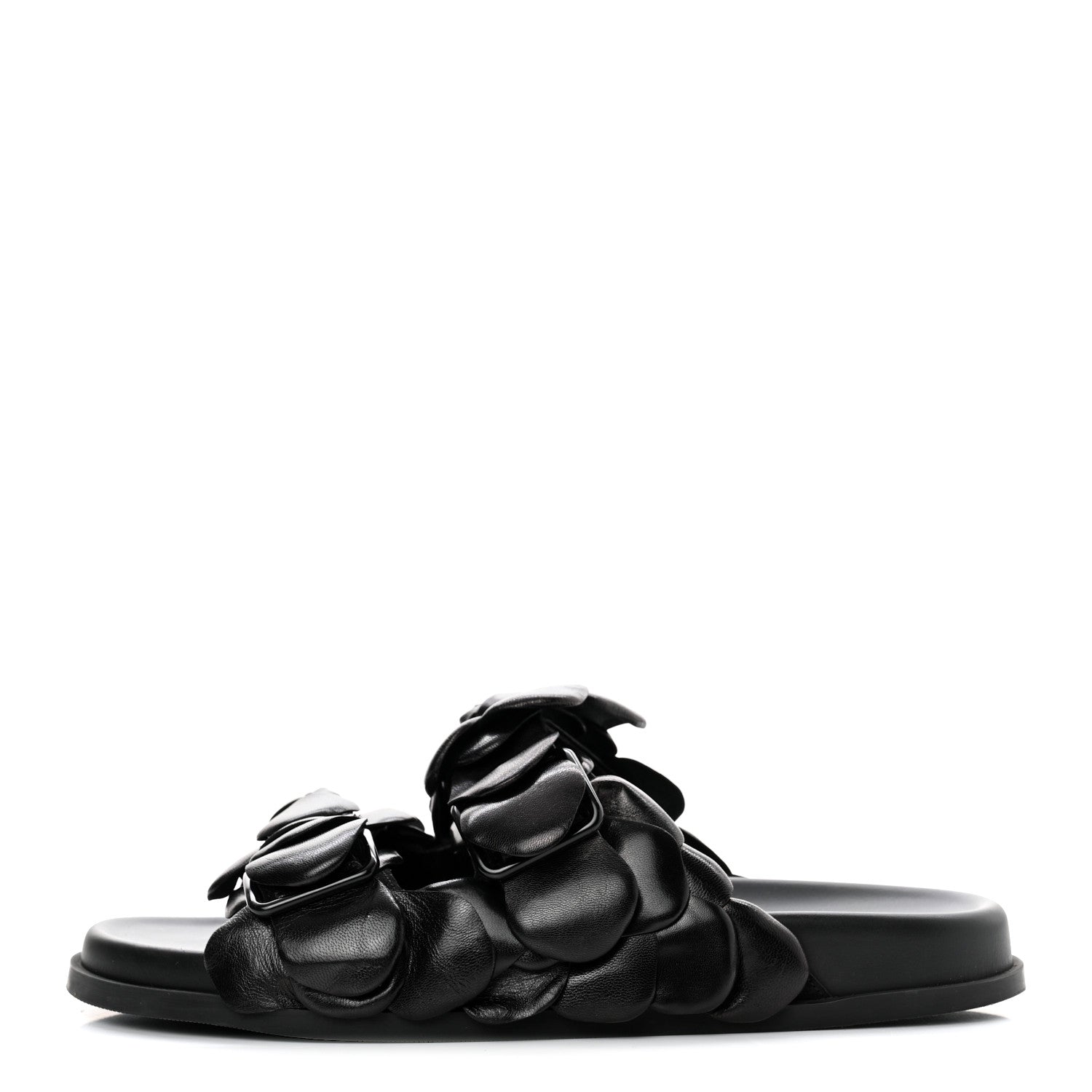 Valentino Garavani Kidskin Atelier 03 Rose Edition Double Buckle Slide Sandals 40 Black 1 of 9