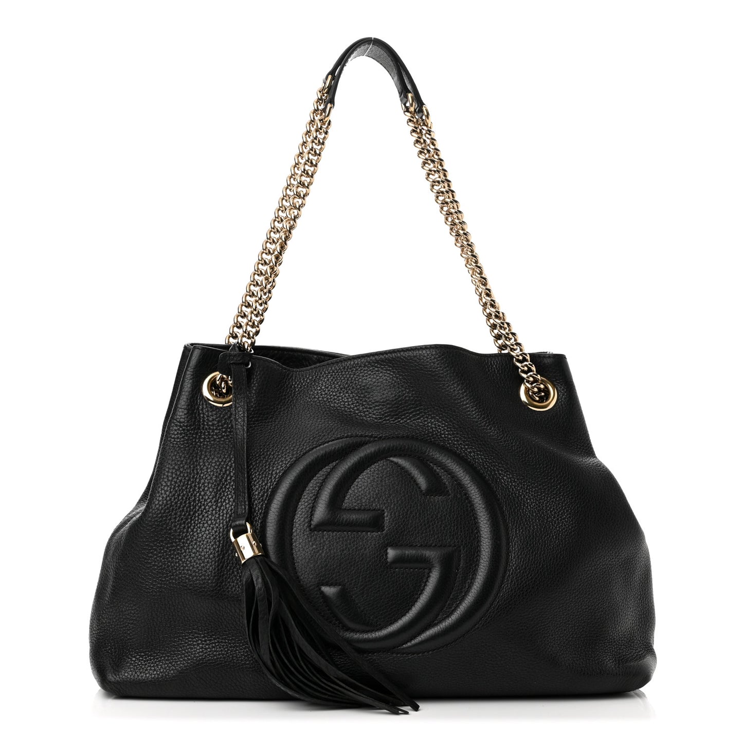 Pebbled Calfskin Medium Soho Chain Shoulder Bag Black